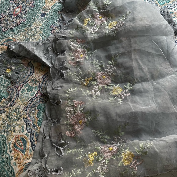 Pakistani brand new 3 piece full embroidered Maria b luxury organza dress size L - Picture 13 of 16